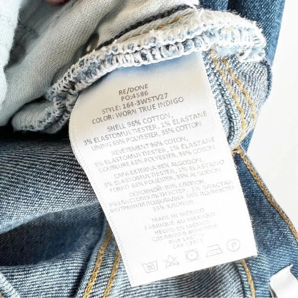 Re/Done Levi’s 70’s Stovepipe‎ Jeans Size 29 Worn True Indigo Straight Cropped - Picture 11 of 15